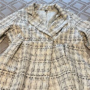 Cream and Black Plaid Blazer